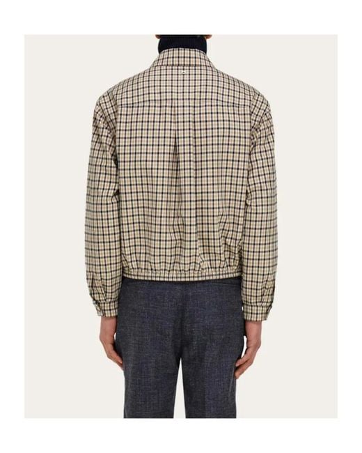 Ferragamo Gray Ferragamo Eyewear Checked Zip-Up Jacket for men