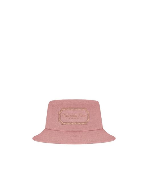 Dior Pink Homme Logo Embroidered Bucket Hat for men