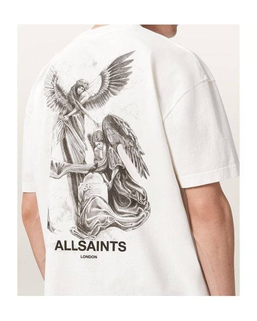 AllSaints White Crew Neck Short-Sleeved T-Shirt for men