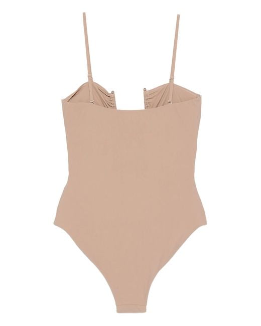 Christopher Esber Natural Arced Ruched One-Piece Swimwear