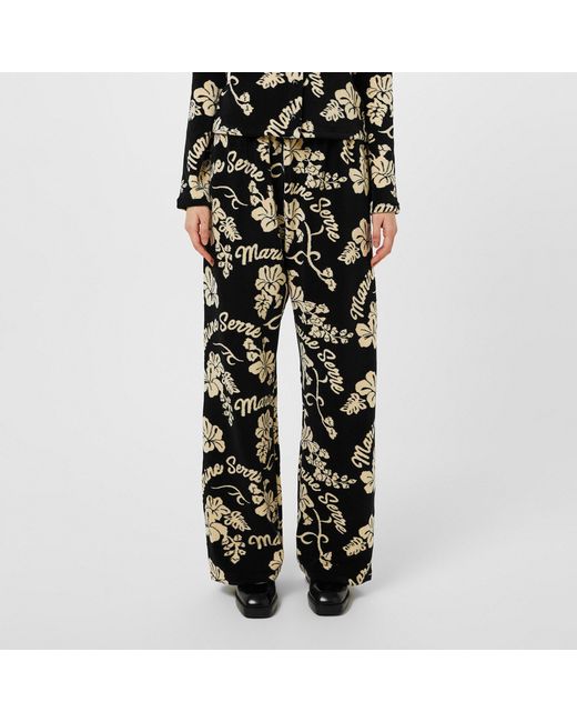 MARINE SERRE Black Printed Casual Pants