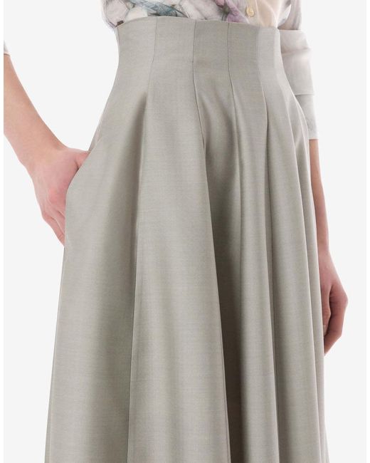 Alberta Ferretti Gray Pleated Midi Skirt