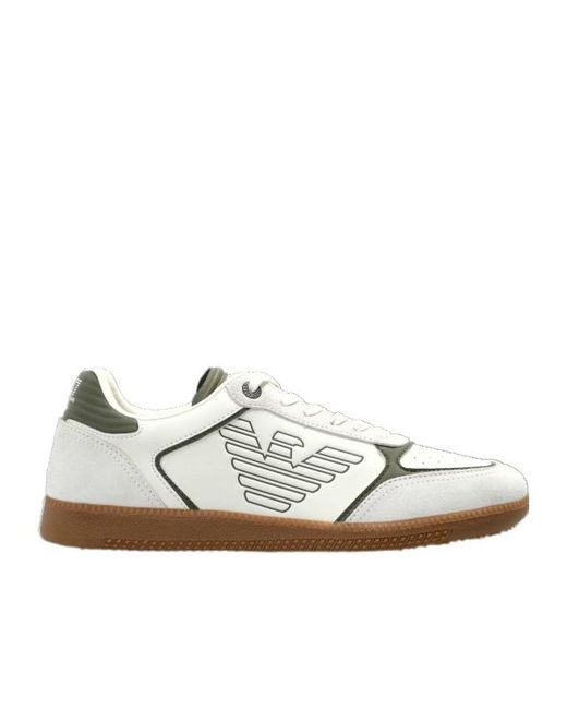 EA7 White Round Head Low-Cut Casual Shoes for men