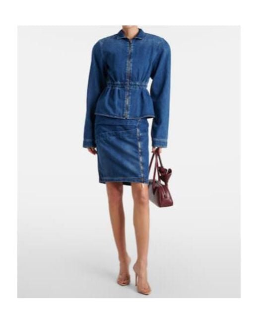 Nensi Dojaka Blue Denim Midi Skirt