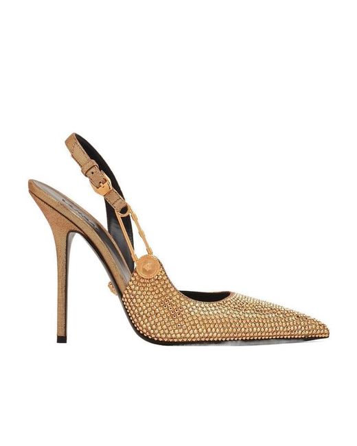 Versace Metallic Crystal-Embellished 110Mm Pumps