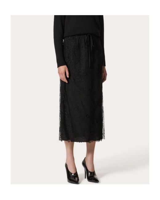 Valentino Black Lace Midi Skirt