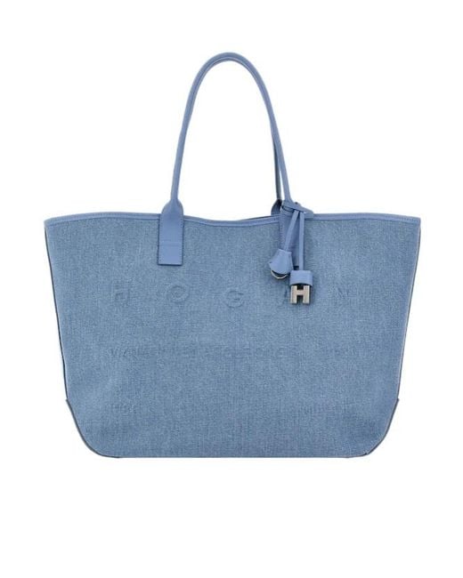 Hogan Blue Logo Detail Tote Bag