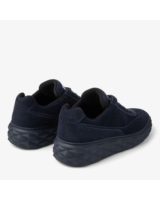 Jimmy Choo Blue Midnight Velvet Suede Low Top Trainers for men