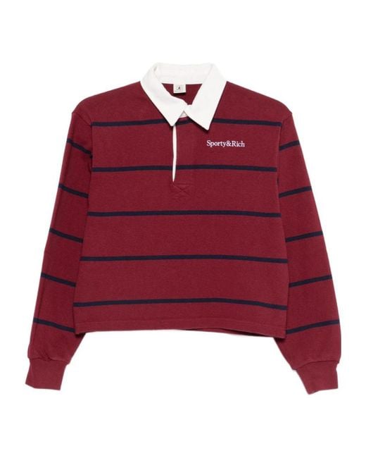 Sporty & Rich Red Striped Polo Shirt