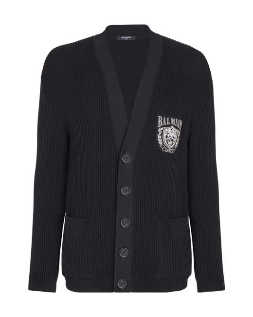 Balmain Blue Tube Knit Cardigan for men