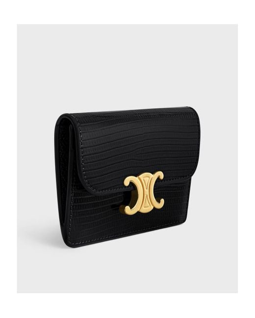 Céline Black Card Holder With Flap Triomphe