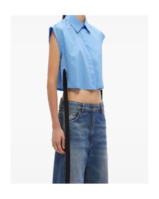 MSGM Blue Belted Blouse