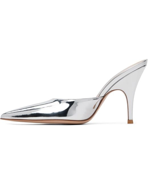 Gianvito Rossi White Pointed-Toe High-Heeled Mules