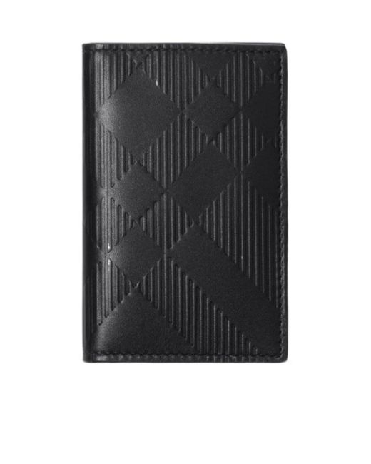 Burberry Black Check Embossed Card Holder for men