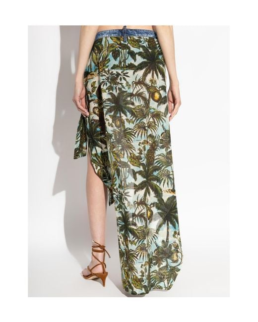 DSquared² Green Monkey Business Long Denim Skirt