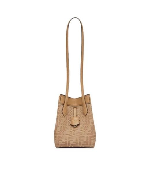 Fendi Metallic Origami Drawstring Mini Bucket Bag