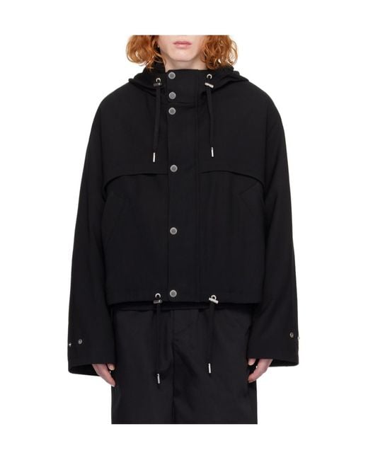 AMI Black Drawstring Hooded Jacket for men