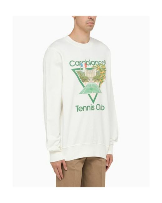 Casablanca White Logo Round-Neck Sweater for men