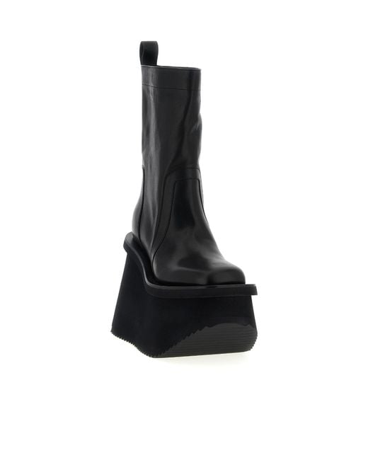 Rick Owens Black 14Mm Factory Topstitching Platform Boots for men