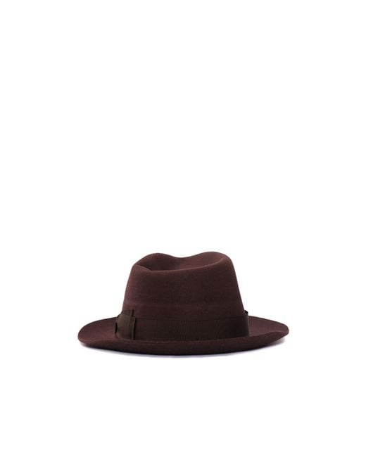Borsalino Brown Felted Fedora Hat for men