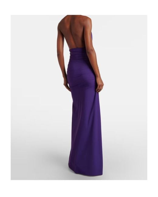 Christopher Esber Purple Halterneck Open-Back Maxi Dress