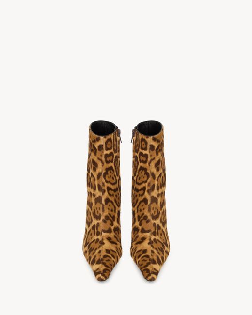 Saint Laurent Brown Pony Hair Ashley Ankle Boots 75