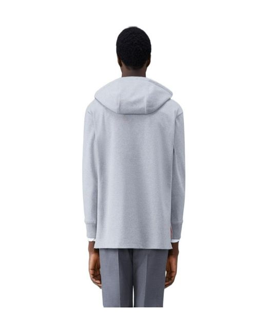 Thom Browne Gray Cotton Long-Sleeve Rugby Hoodie for men