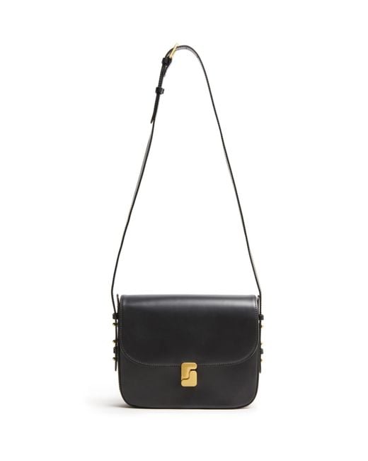 Soeur Black Flap Shoulder Bag
