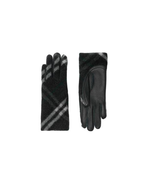 Burberry Black Checked Gloves