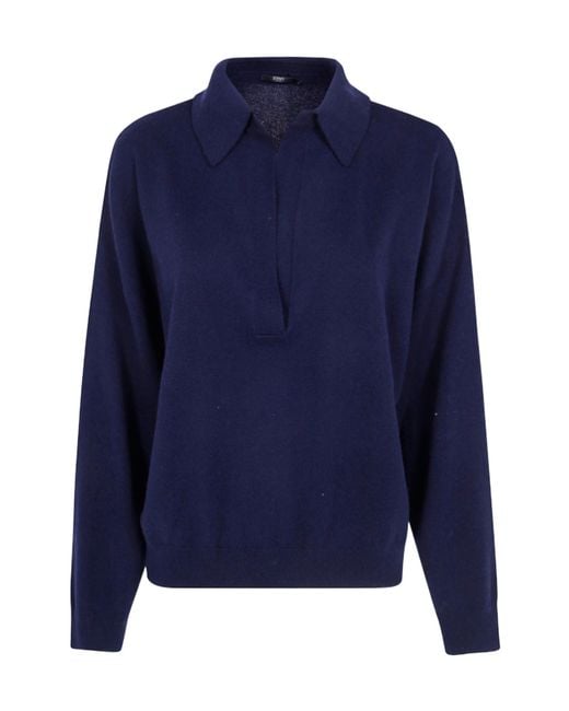 Seventy Blue Wool Cashmere Blend Polo Neck Sweater