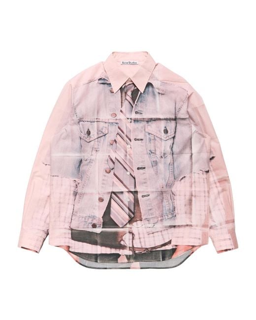 Acne Pink Printed Button-Up Shirt for men