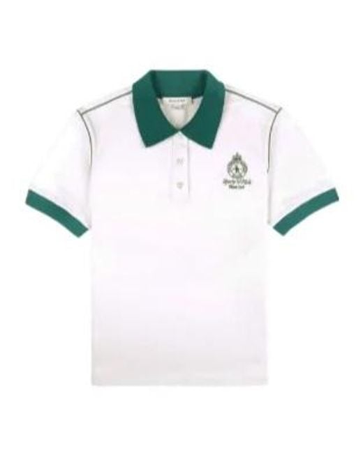 Sporty & Rich White Contrast-Collar Polo Top