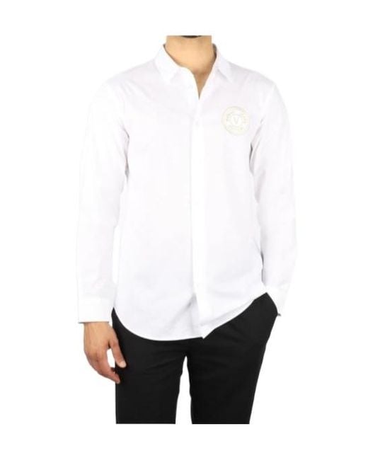 Versace Jeans White Logo-Embroidered Shirt for men