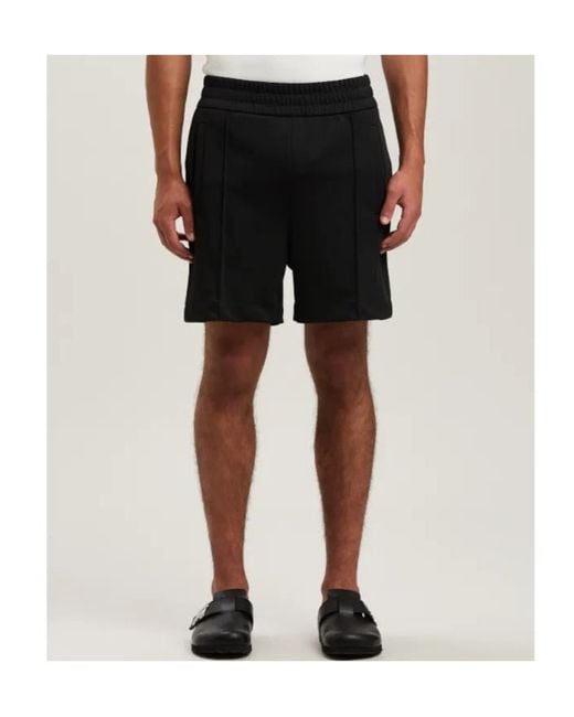 Palm Angels Black Curved Logo Track Shorts for men