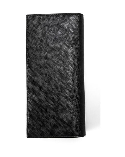 Prada Black Logo-Plate Continental Wallet for men