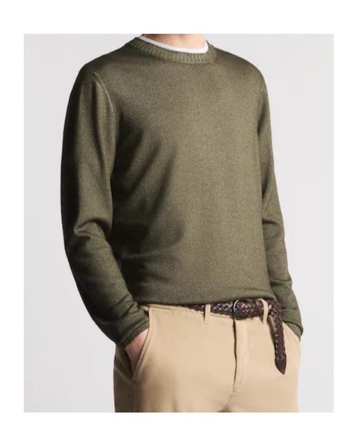 Fay Green Ribbed Crew Neck Knitwear for men