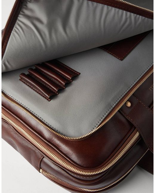 Brunello Cucinelli Brown Double-Zip Laptop Bag for men