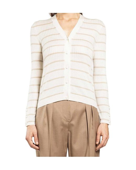 Max Mara White Pedale V-Neck Knitted Cardigan