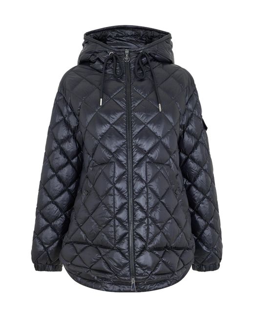 Moncler Blue Diamond-Quilted Hooded Puffer Jacket