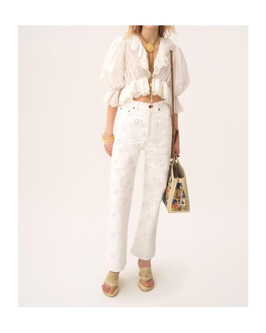 Chloé White Chloé Ruffled Lace Top