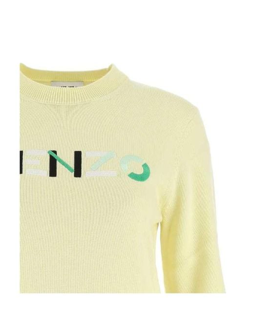 KENZO Yellow Logo-Print Long-Sleeved T-Shirt