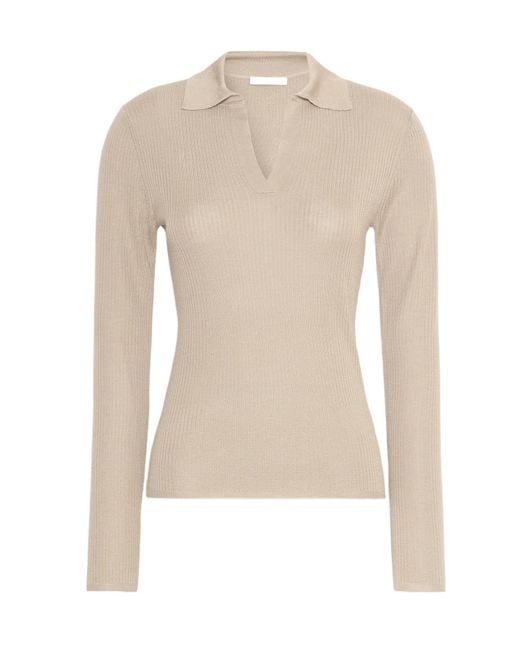 Max Mara Natural Ribbed-Knit Top