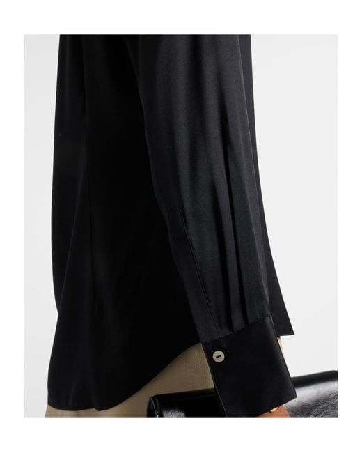Vince Black Silk-Blend Satin Shirt