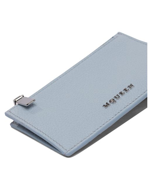 McQueen Blue Logo Plaque Zipped Wallet for men