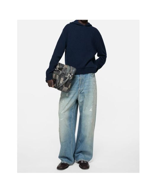 Acne Blue Cashmere Hoodie for men