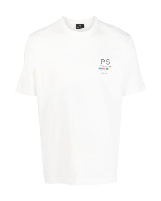 Paul Smith White Graphic-Print T-Shirt for men