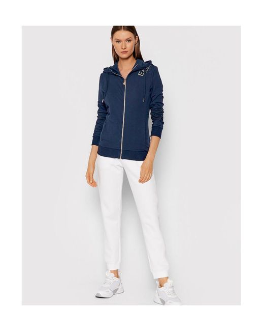 EA7 Blue Logo Printed Hooded Casual Jacket