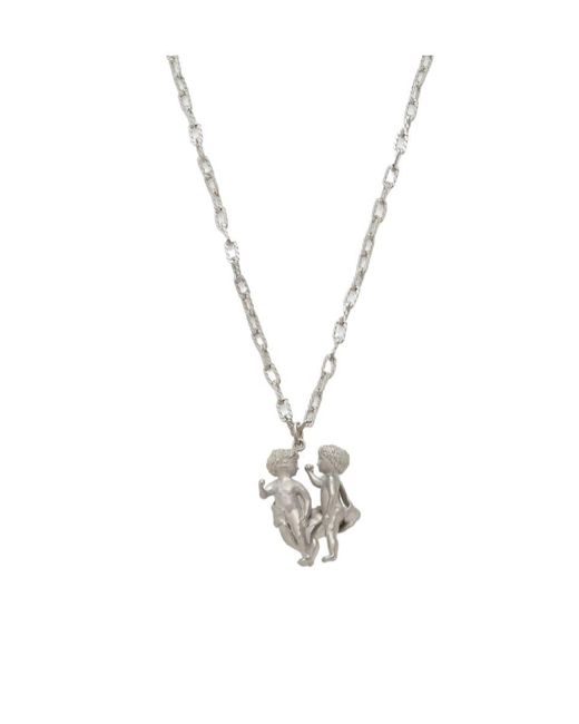 Fendi White Zodiac Gemini Necklace
