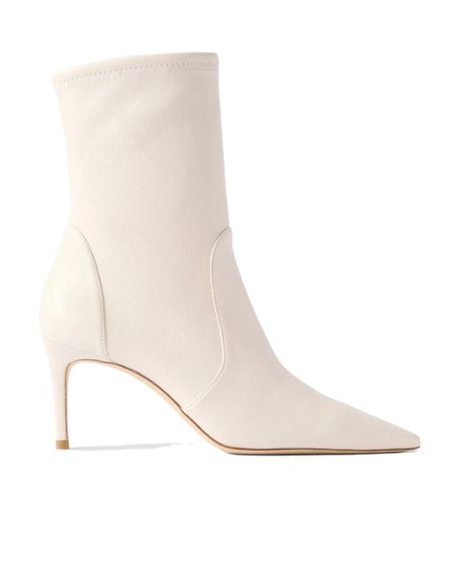 Stuart Weitzman White Stretch High Heel Ankle Boots