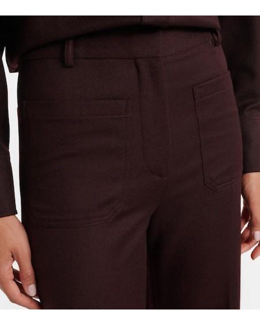 Victoria Beckham Purple Alina Virgin Wool Wide-Leg Pants
